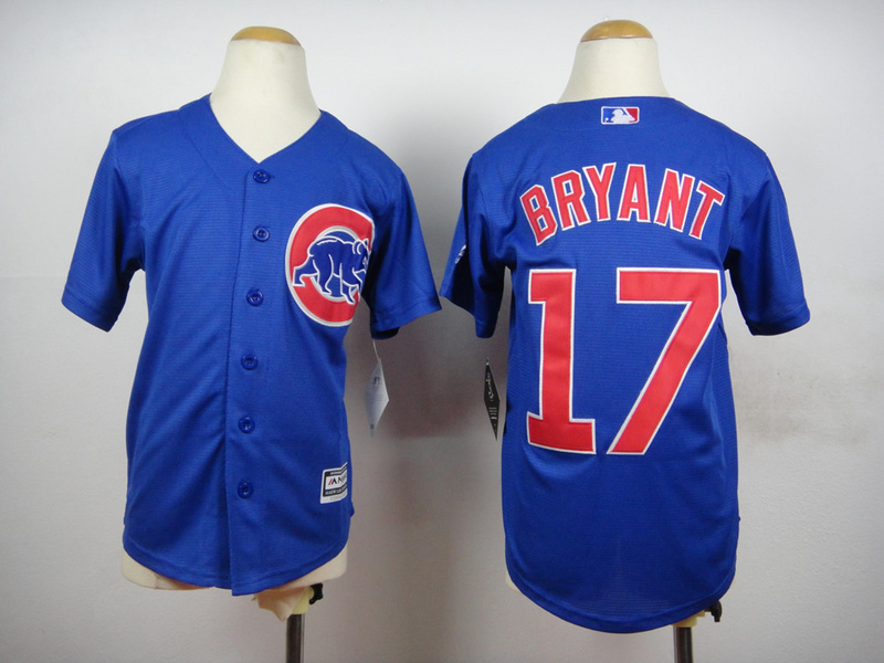 Kids MLB Chicago Cubs #17 Bryant Blue New Jersey