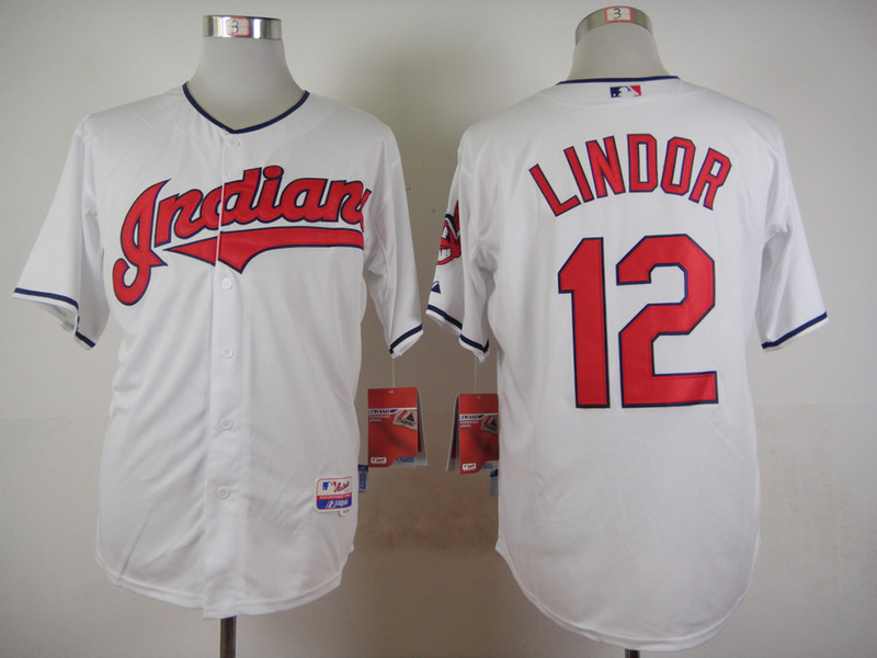 MLB Cleveland Indians #12 Lindor White New Jersey