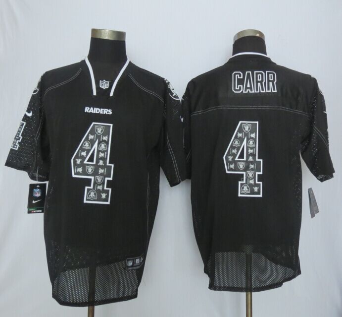 New Nike Oakland Raiders #4 Carr Lights Out Black Elite Jerseys