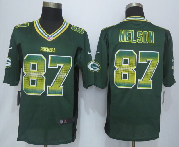 2015 New Nike Green Bay Packers 87 Nelson Pro Line Green Fashion Strobe Jersey