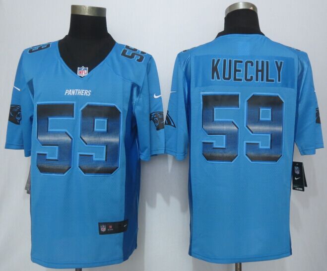 2015 New Nike Carolina Panthers 59 Kuechly Pro Line Blue Fashion Strobe Jersey