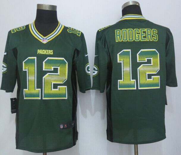 2015 New Nike Green Bay Packers 12 Rodgers Pro Line Green Fashion Strobe Jersey