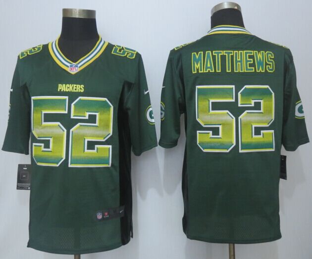 2015 New Nike Green Bay Packers 52 Matthews Pro Line Green Fashion Strobe Jersey