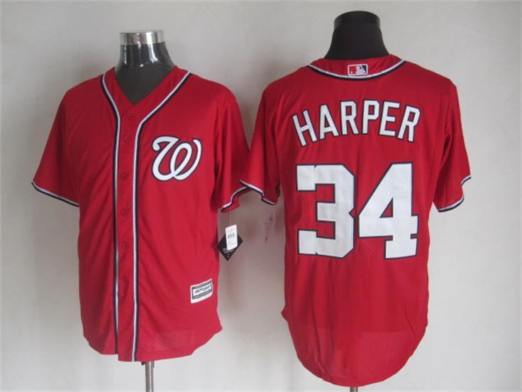 MLB Washington Nationals #34 Harper Red New 2015 Jersey