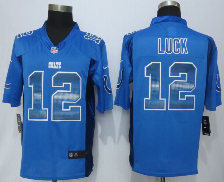 2015 New Nike Indianapolis Colts 12 Luck Pro Line Blue Fashion Strobe Jersey