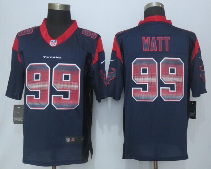 2015 New Nike Houston Texans 99 Watt Pro Line Navy Blue Fashion Strobe Jersey