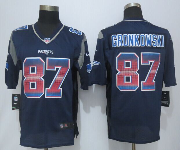 2015 New Nike New England Patriots 87 Gronkowski Pro Line Navy Blue Fashion Strobe Jersey