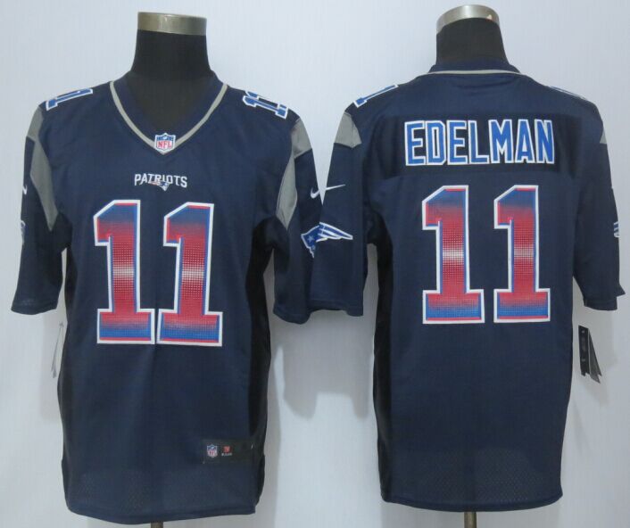 2015 New Nike New England Patriots 11 Edelman Pro Line Navy Blue Fashion Strobe Jersey