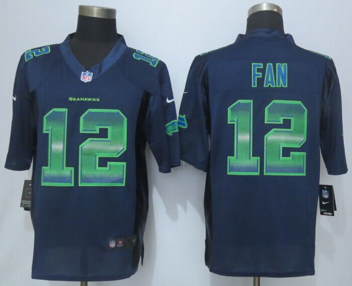 2015 New Nike Seattle Seahawks 12 Fan Pro Line Navy Blue Fashion Strobe Jersey