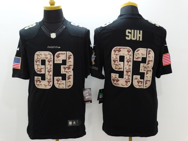 Nike Miami Dolphins #93 Suh Black Limited Salute to Service Jersey 