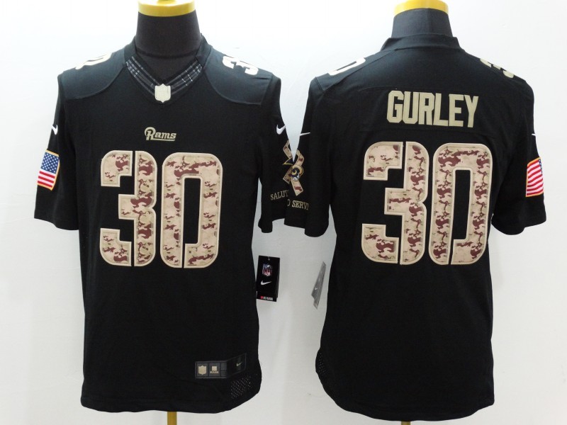 Nike St.Louis Rams #30 Gurley Black Limited Salute to Service Jersey 