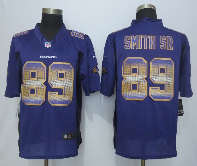 2015 New Nike Baltimore Ravens 89 Smith Purple Strobe Limited Jersey