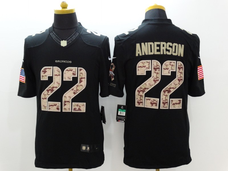 Nike Denver Broncos #22 Anderson Black Limited Salute to Service Jersey 