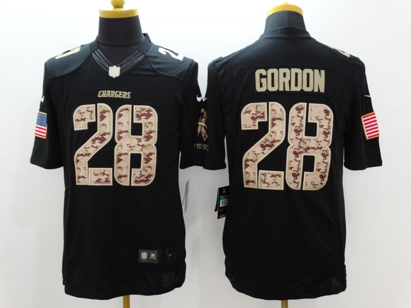 Nike San Deigo Chargers #28 Gordon Black Limited Salute to Service Jersey 