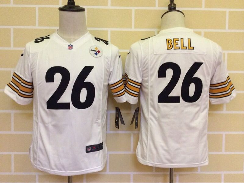 Kids Pittsburgh Steelers #26 Bell White Jersey