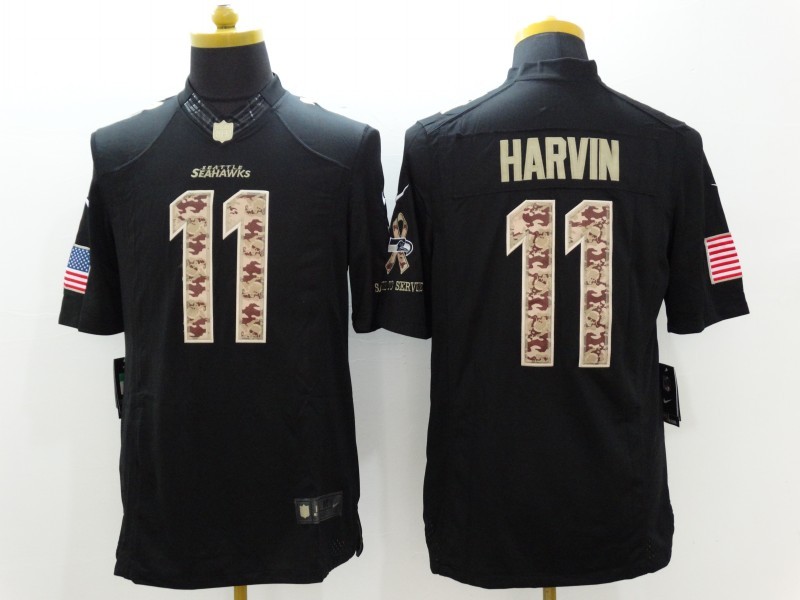 Nike Seattle Seahawks #11 Harvin Black Limited Salute to Service Jersey 