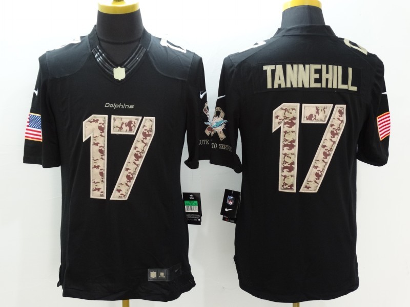 Nike Miami Dolphins #17 Tannehill Black Limited Salute to Service Jersey 