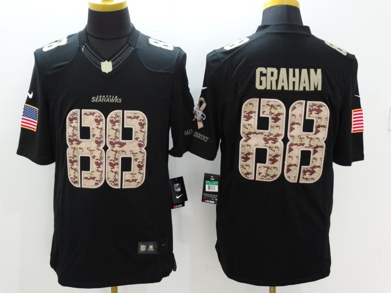 Nike Seattle Seahawks #80 Graham Black Limited Salute to Service Jersey 