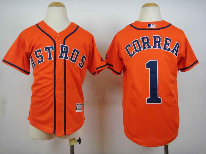 Kids Houston Astros #1 Correa Orange New Jersey