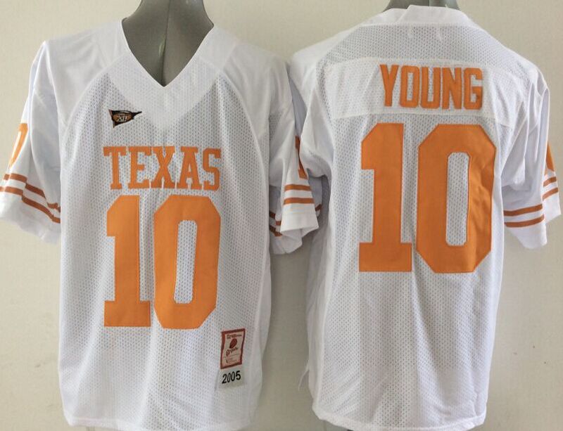 NCAA Texas Longhorns #10 Young White M&N Jersey
