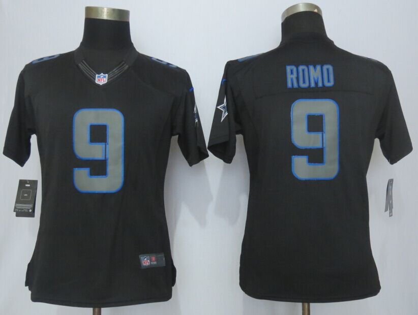 Women New Nike Dallas cowboys 9 Romo Impact Limited Black Jerseys 