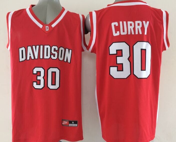 NCAA Davidson Wildcats #30 Curry Red New Jersey