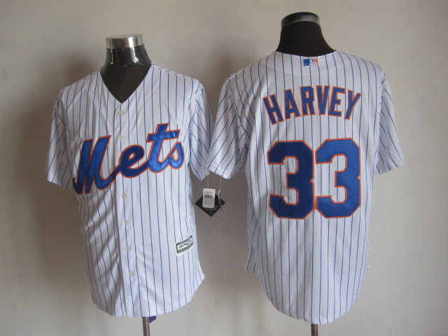 MLB New York Mets #33 Harvey White Pinstripe Jersey