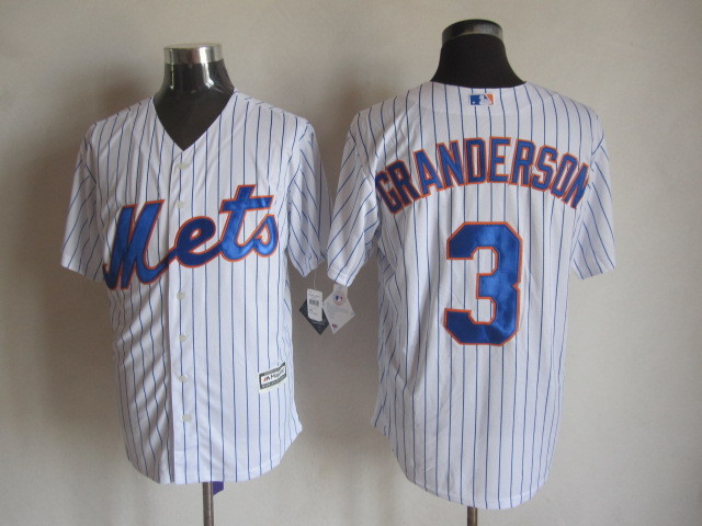 MLB New York Mets #3 Granderson White Pinstripe Jersey