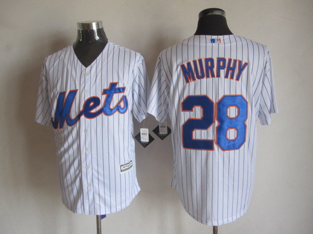 MLB New York Mets #28 Murphy White Pinstripe Jersey