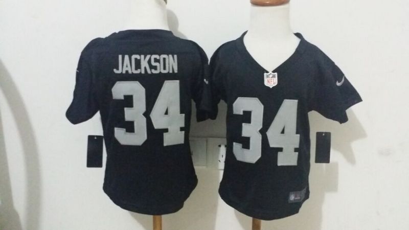 NFL Oakland Raiders #34 Jackson Black Kid Jersey 2-5T