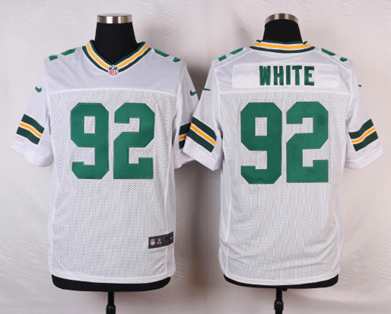 Nike NFL Green Bay Packers #92 White White Elite Jersey