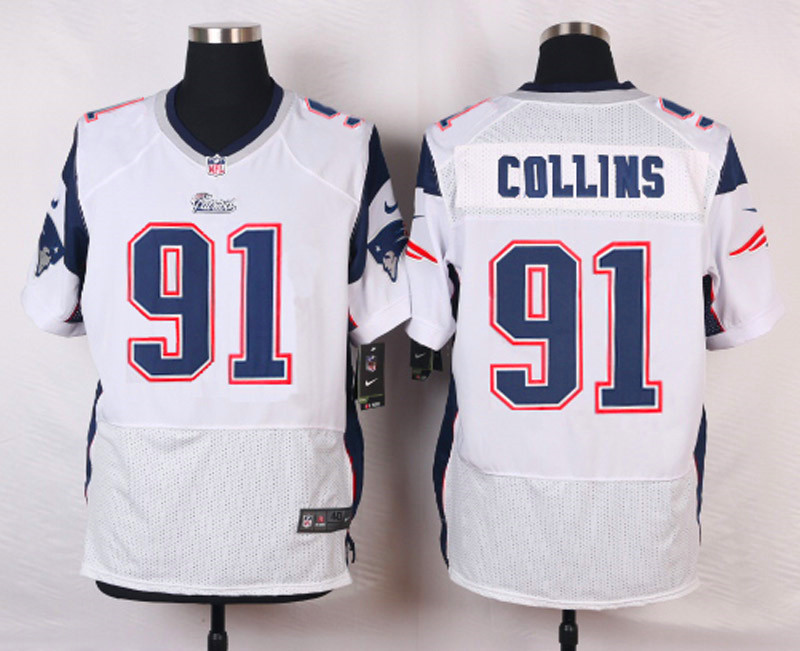 Nike New England Patriots #91 Collins Elite White Jersey