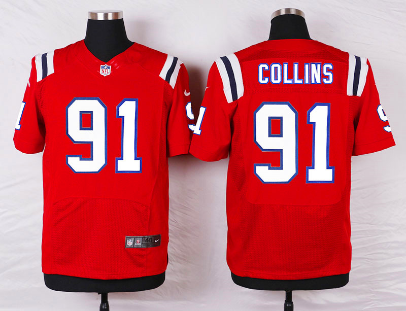 Nike New England Patriots #91 Collins Elite Red Jersey