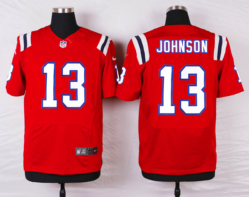 Nike New England Patriots #13 Johnson Elite Red Jersey