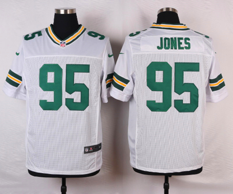 Nike NFL Green Bay Packers #95 Jones White Elite Jersey