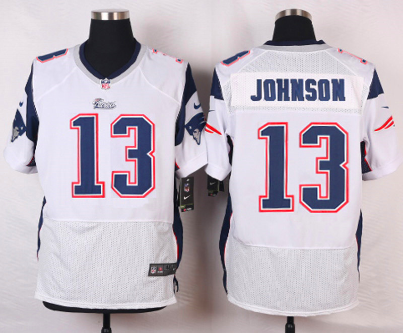 Nike New England Patriots #13 Johnson Elite White Jersey