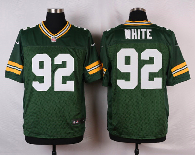 Nike NFL Green Bay Packers #92 White Green Elite Jersey