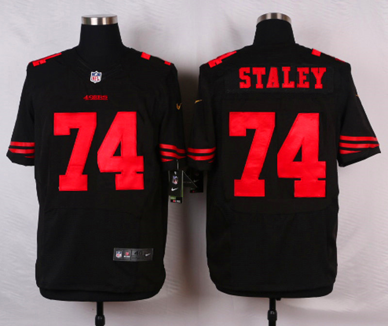 Nike NFL San Francisco 49ers #74 Staley Black Alternate Elite Jersey
