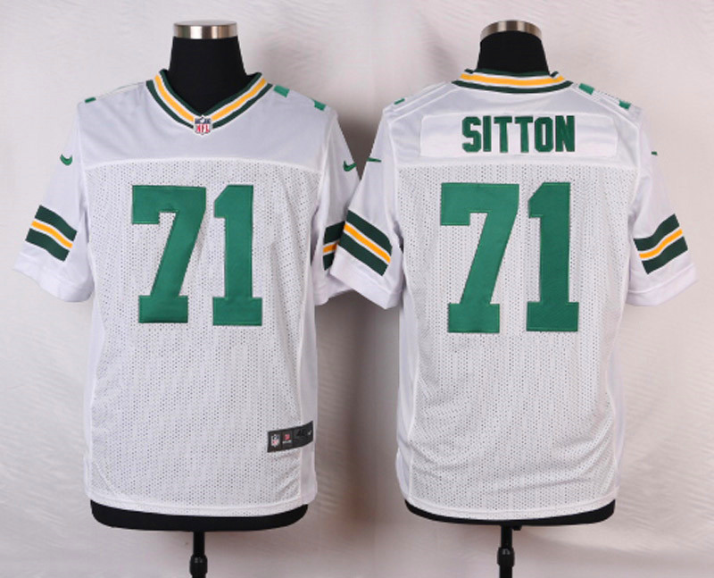 Nike NFL Green Bay Packers #71 Sitton White Elite Jersey