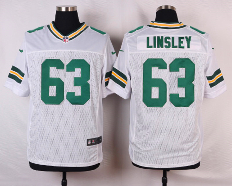 Nike NFL Green Bay Packers #63 Linsley White Elite Jersey