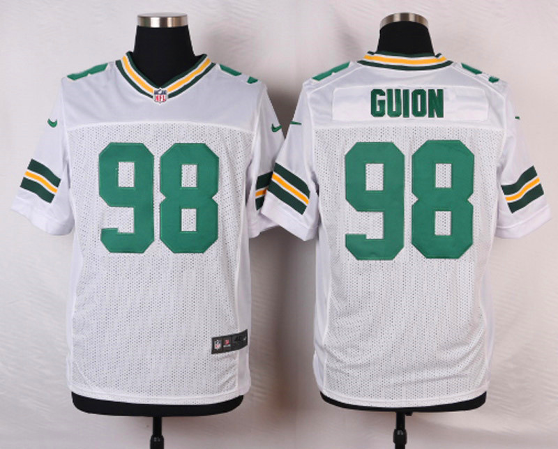 Nike NFL Green Bay Packers #98 Guion White Elite Jersey