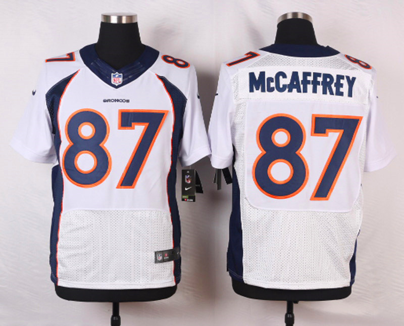 Nike NFL Denver Broncos #87 McCaffrey White Elite Jersey