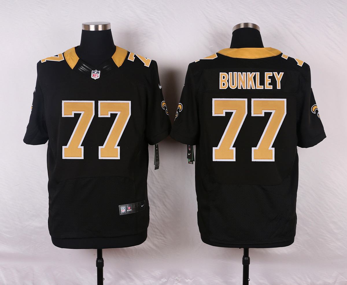 Nike NFL New Orleans Saints #77 Bunkley Black Elite Jersey