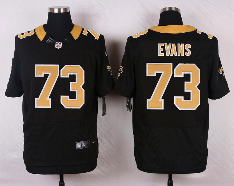 Nike NFL New Orleans Saints #73 Evans Black Elite Jersey