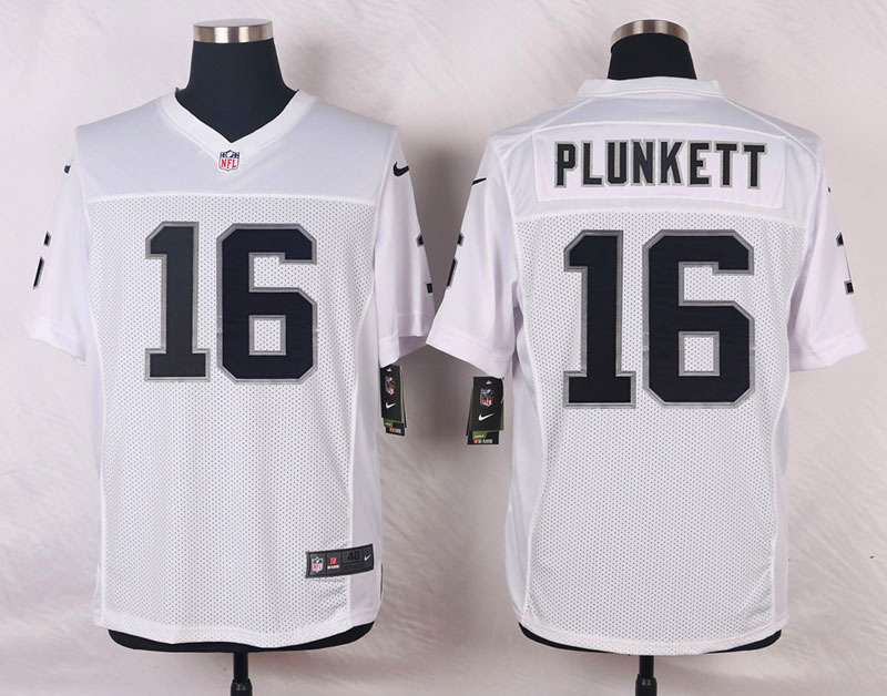 Nike NFL Oakland Raiders #16 Plunkett White Elite Jersey