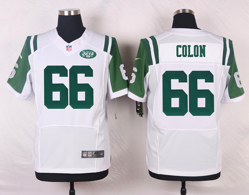 Nike NFL New York Jets #66 Colon White Elite Jersey