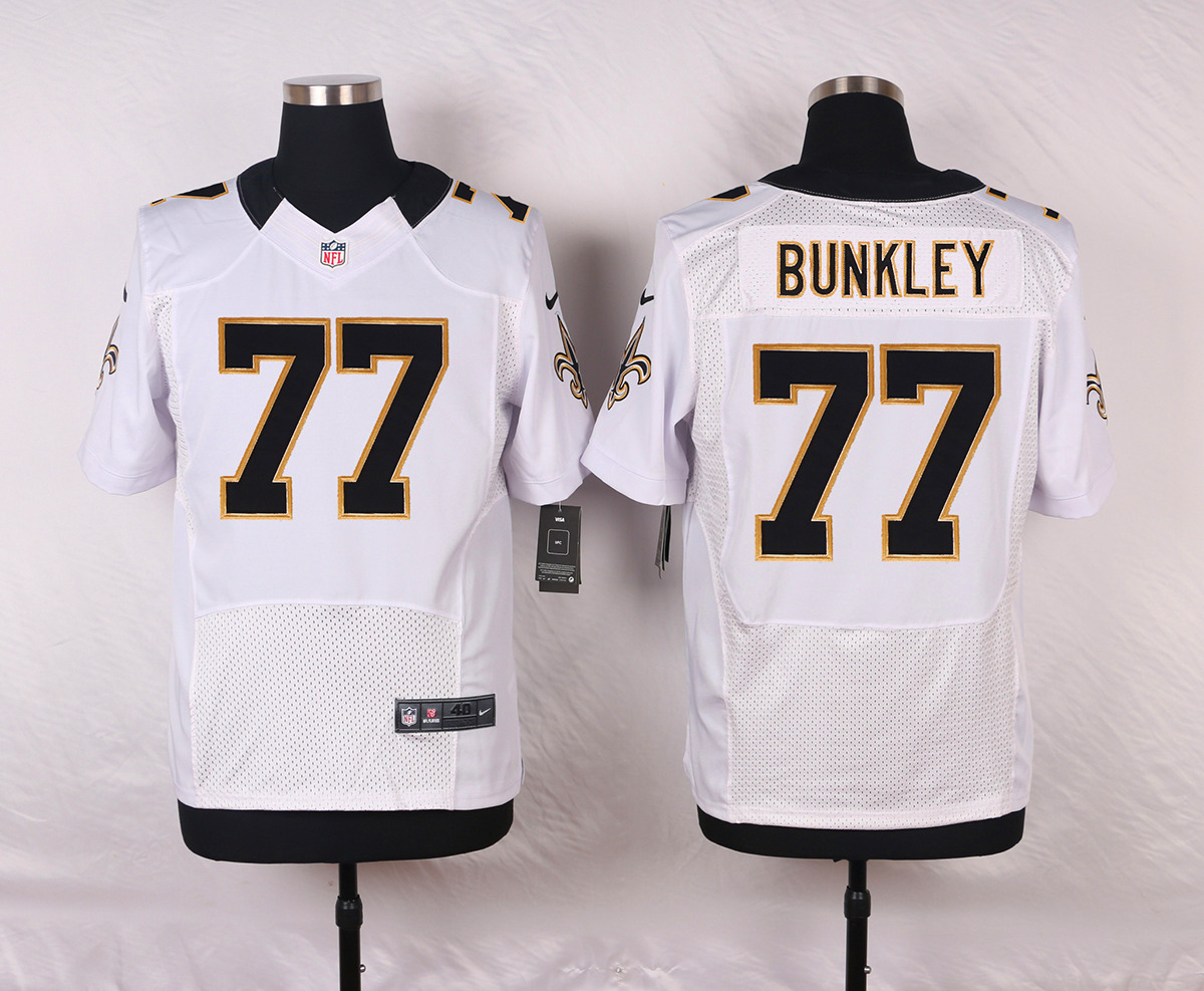 Nike NFL New Orleans Saints #77 Bunkley White Elite Jersey