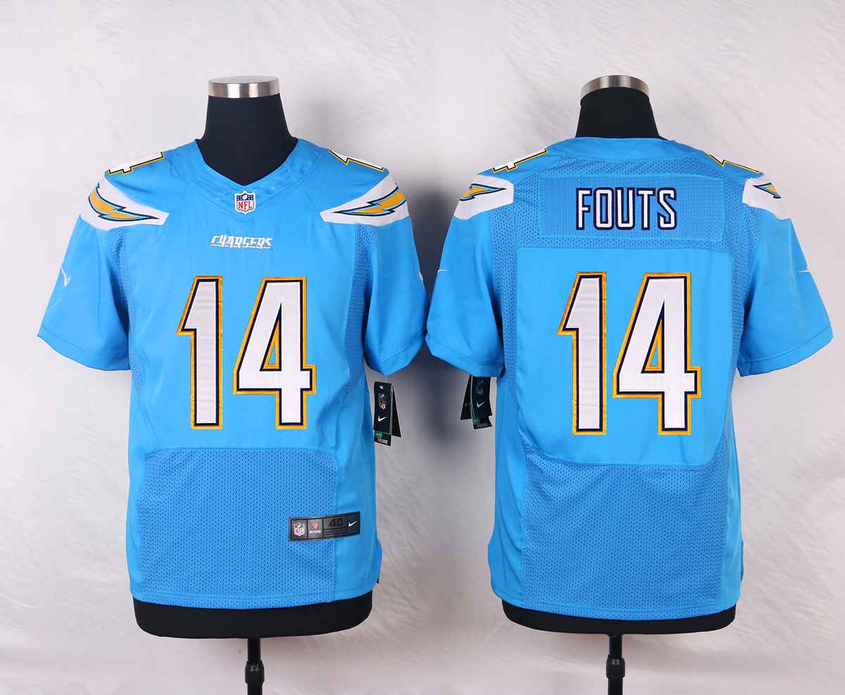 Nike NFL San Diego Chargers #14 Fouts L.Blue Elite Jersey