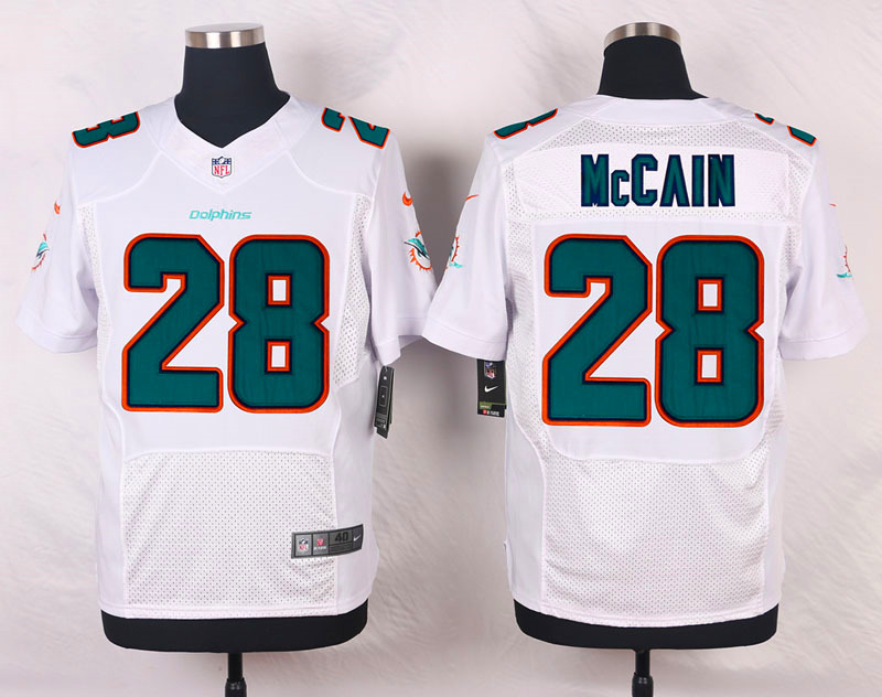 Nike NFL Miami Dolphins #28 McCain White Elite Jersey