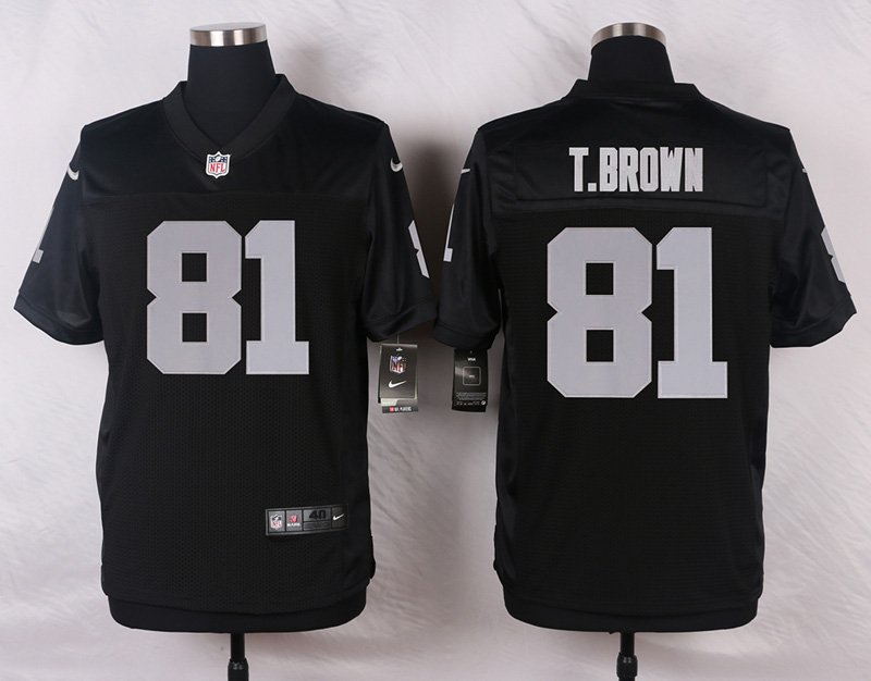 Nike NFL Oakland Raiders #81 T.Brown Black Elite Jersey